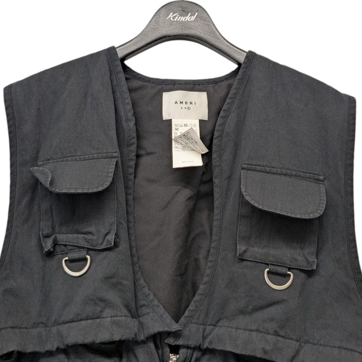 AMERI ブラック ストライプ ベスト 【Ameri VINTAGE】 AMERI(アメリ) 2WAY FISHING VEST中綿ベスト01410690520
