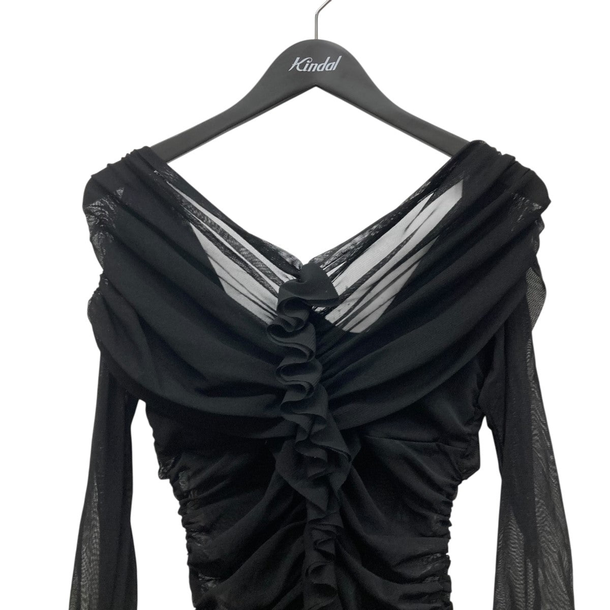 フェティコ FETICO TULLE FRILLED BODYSUIT シースルーボディスーツ FTC252-0402 ブラック サイズ：1 FETICO(フェティコ) TULLE FRILLED BODYSUITシースルーボディ