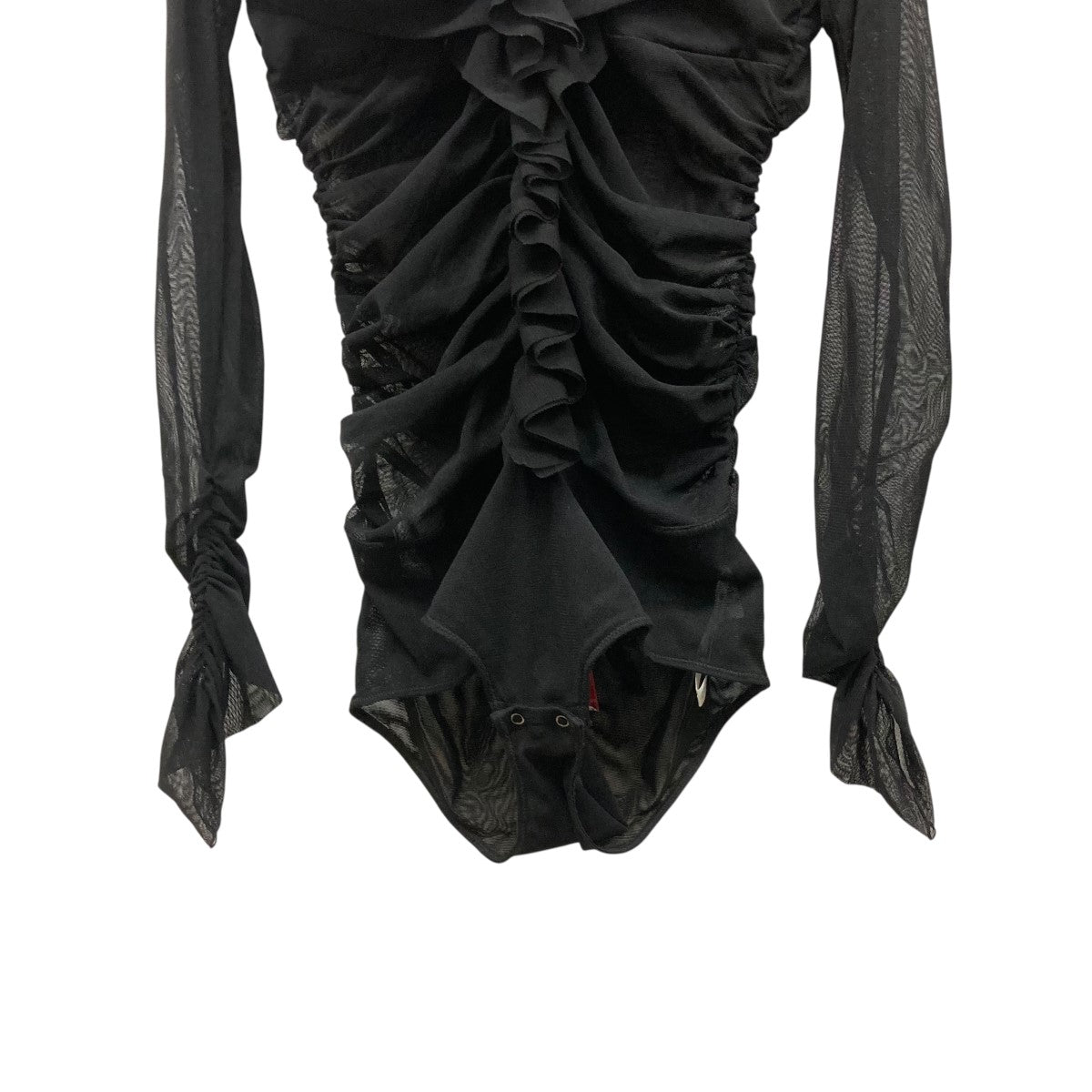 フェティコ FETICO TULLE FRILLED BODYSUIT シースルーボディスーツ FTC252-0402 ブラック サイズ：1 FETICO(フェティコ) TULLE FRILLED BODYSUITシースルーボディ