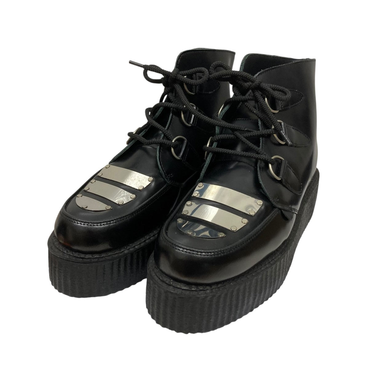 BLACK LEATHER BOOTS WITH METAL PLATESメタルプレートブーツ