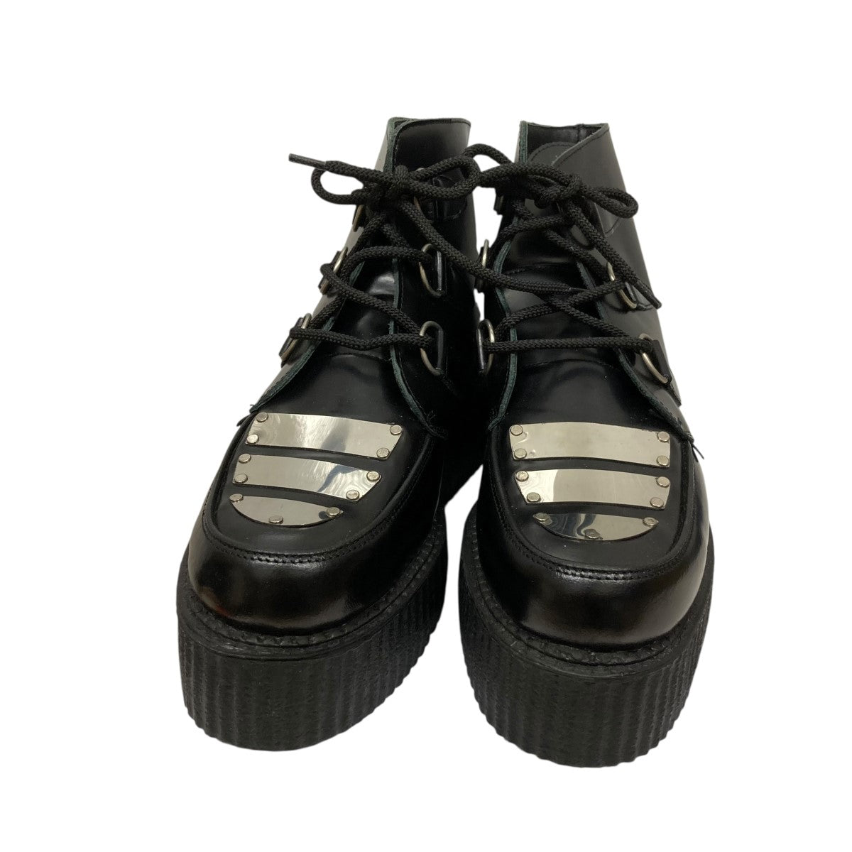 BLACK LEATHER BOOTS WITH METAL PLATESメタルプレートブーツ