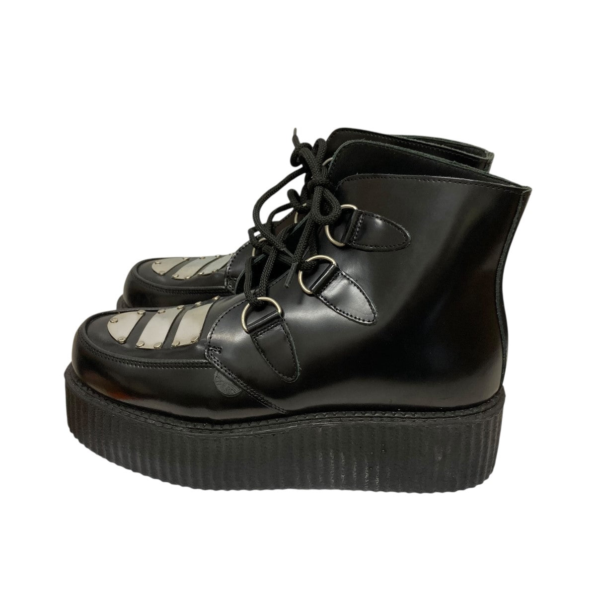 BLACK LEATHER BOOTS WITH METAL PLATESメタルプレートブーツ