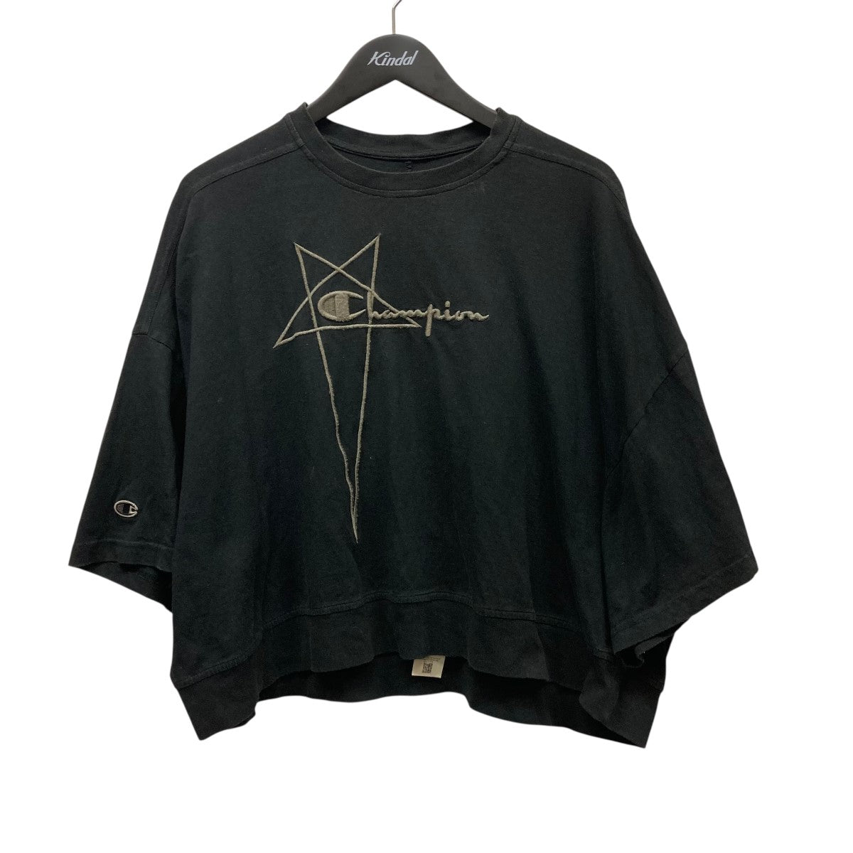RICK OWENS×Champion Tommy T-Shirt Croppedフロントロゴ刺繍クロップドTシャツCM01D9404-CHJER 古着・中古-1枚目のアイテム画像