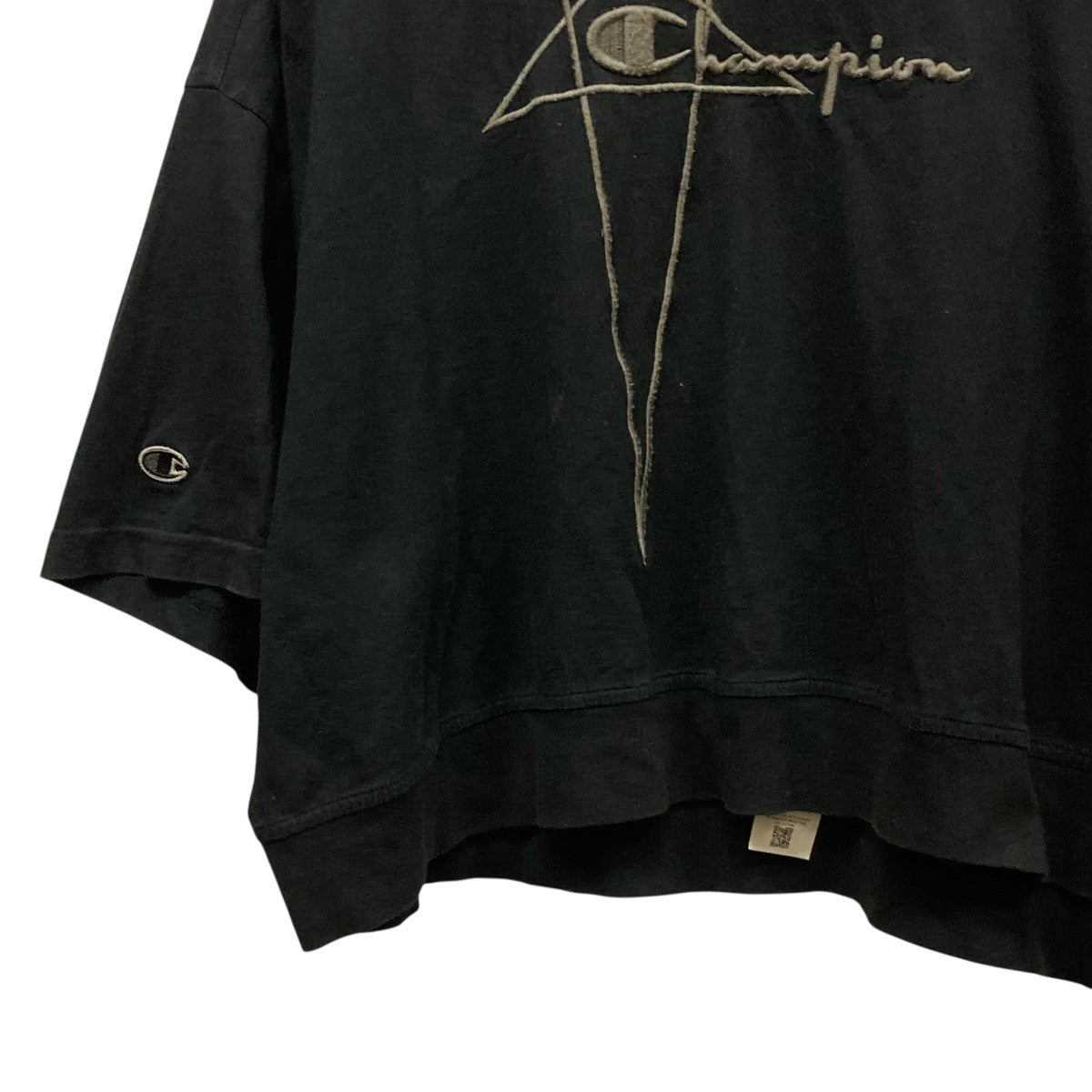 RICK OWENS×Champion Tommy T-Shirt Croppedフロントロゴ刺繍クロップドTシャツCM01D9404-CHJER 古着・中古-4枚目のアイテム画像