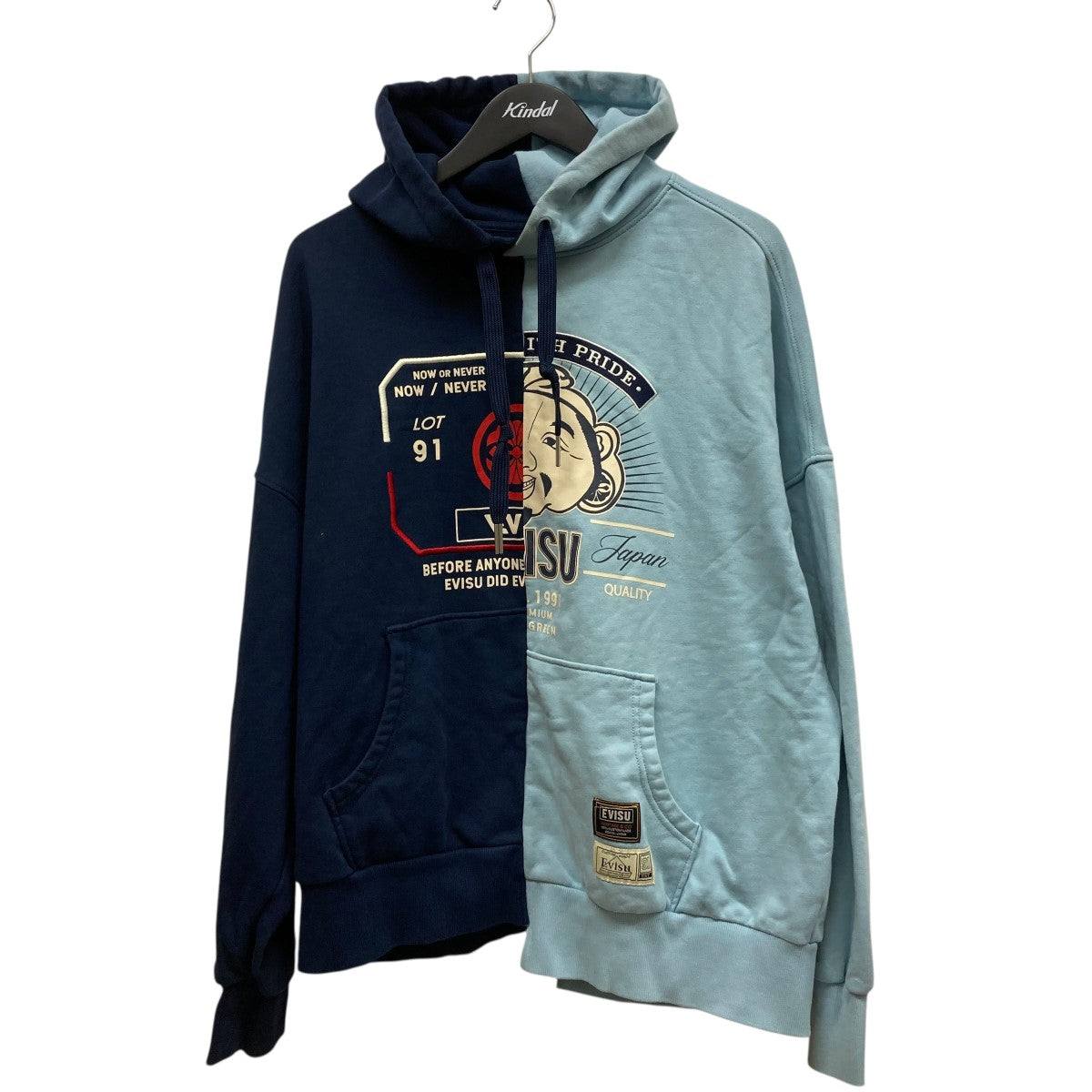 EVISU(エヴィス) フーデッドパーカ― スカイブルー×ネイビー