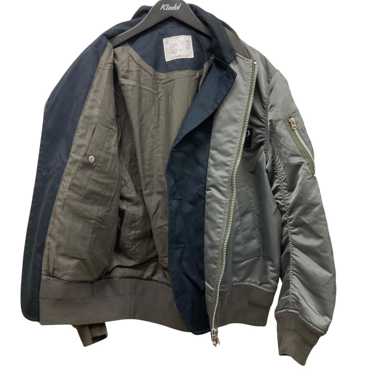 最終値下げ 超美品 sacai ma-1 ドッキングブルゾン グレー サイズ 2 sacai(サカイ) 22AWMA-1 BlousonMA-1ジャケットSCM-050 SCM-050