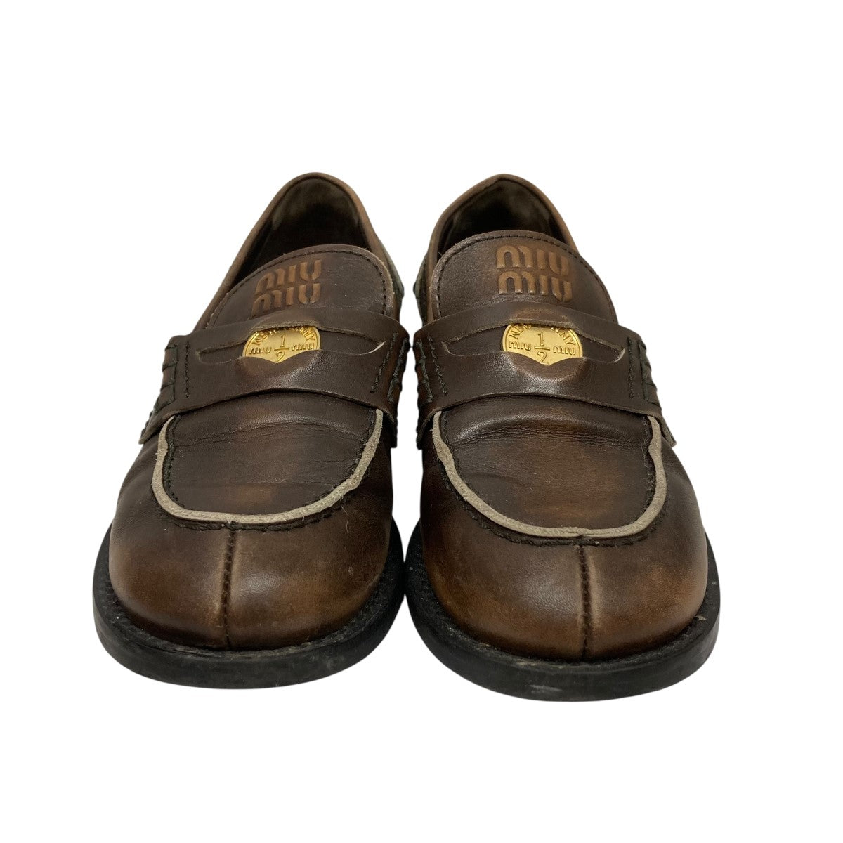 MIU MIU(ミュウミュウ) コインローファー ブラウン サイズ 351/2