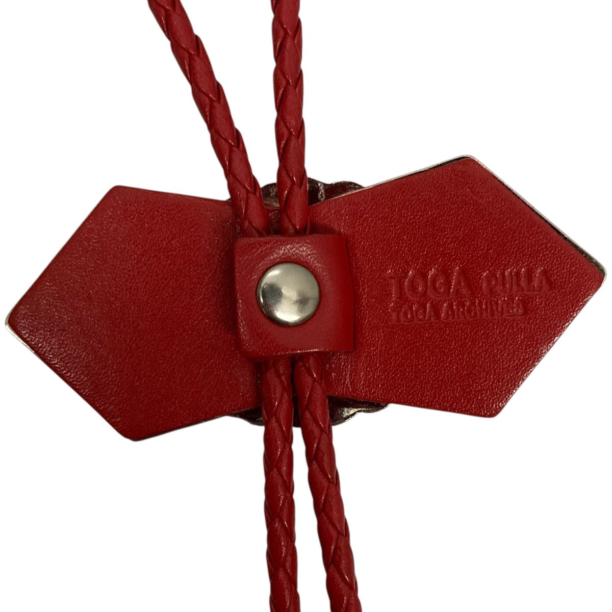 TOGA ストライプ レッド l motif tie TOGA PULLA(トーガプルラ) Motif leather loop tieループタイ