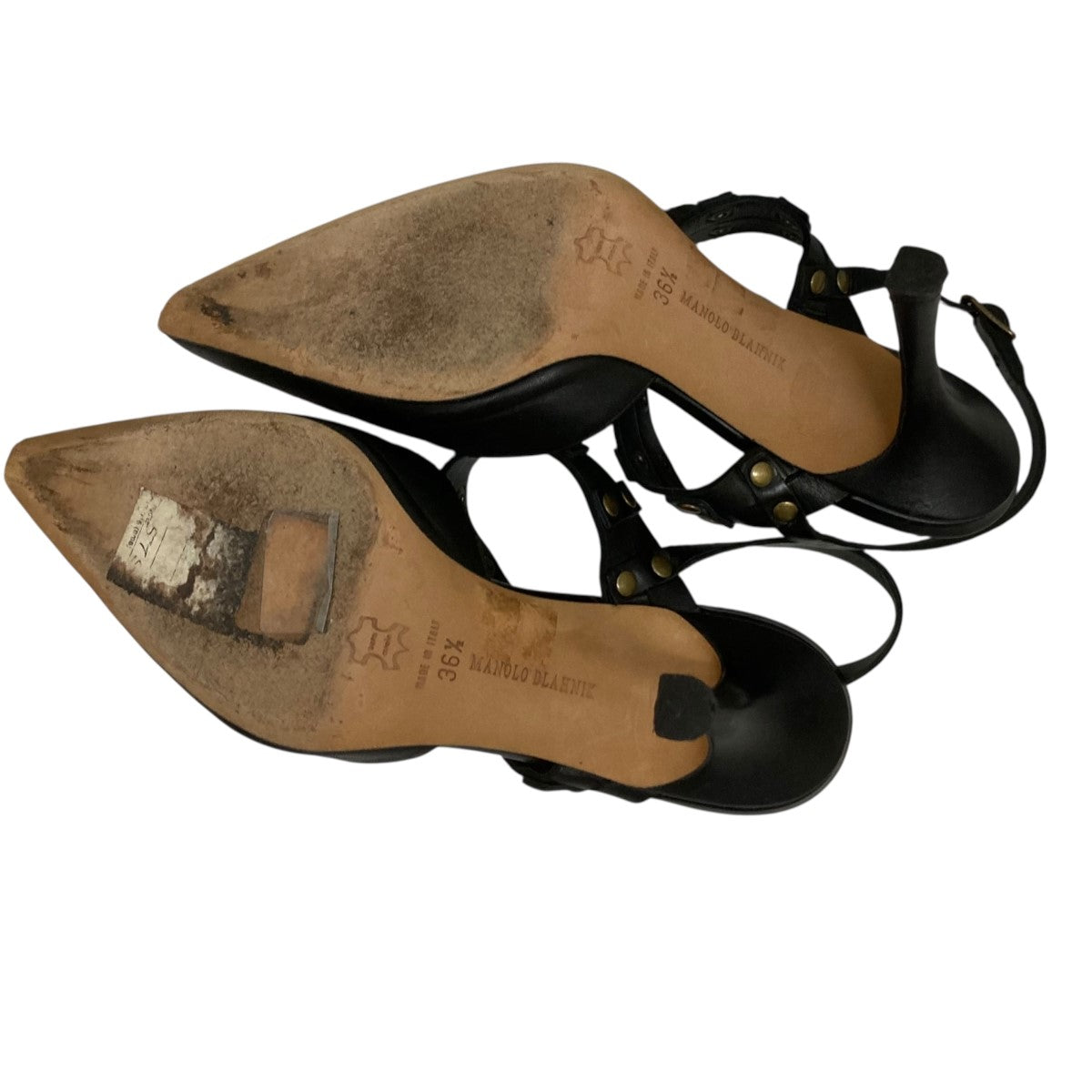 【美品】マノロブラニク　アンクルストラップ　ハイヒール・パンプス　36 1/2 Manolo Blahnik(マノロブラニク) ストラップヒールパンプス