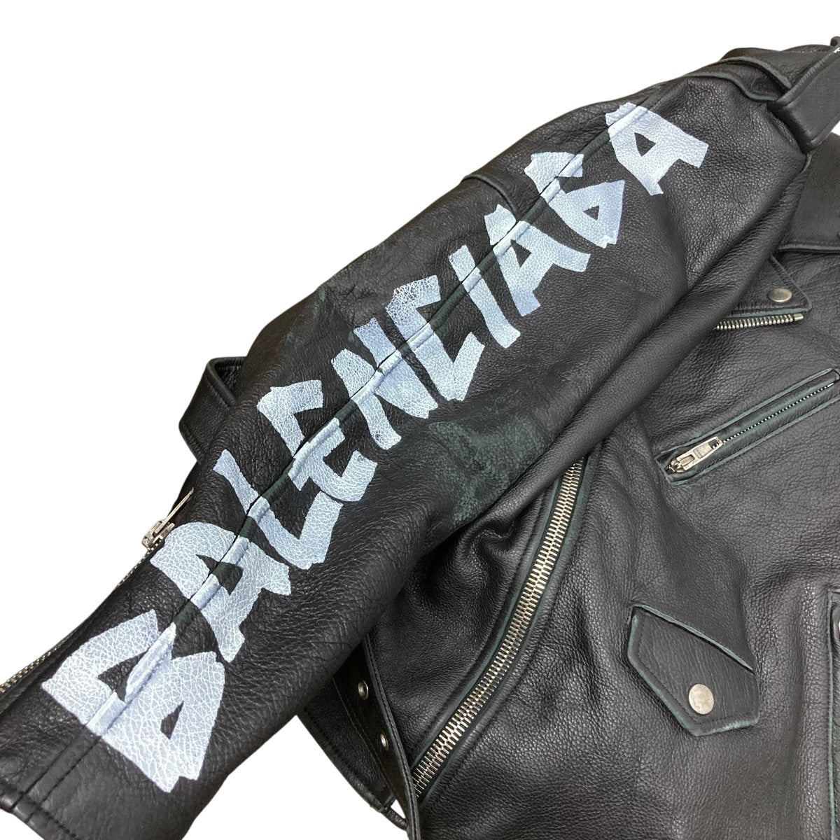 BALENCIAGA(バレンシアガ) ペインテッドUSED加工ライダース