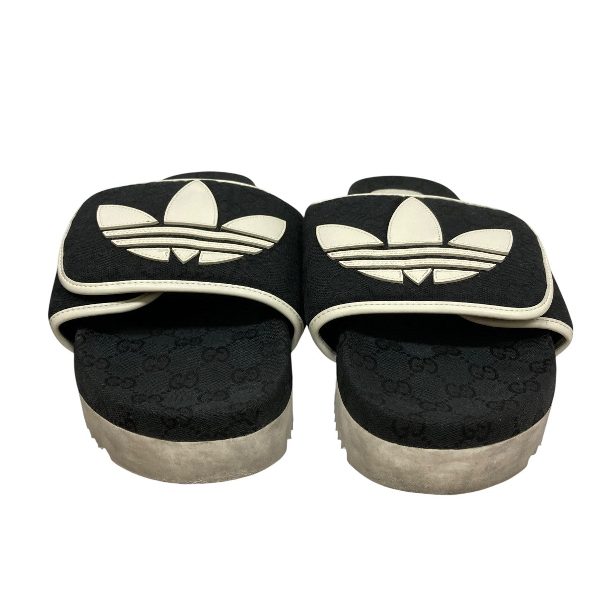 GUCCI×adidas モノグラム厚底スライドサンダル ブラック サイズ