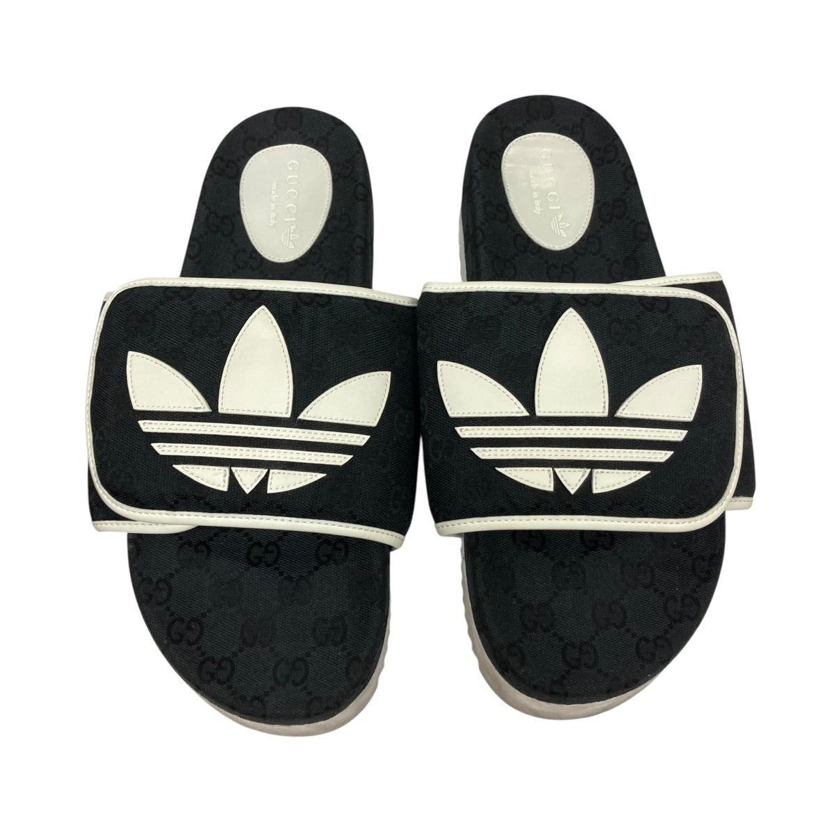 GUCCI×adidas モノグラム厚底スライドサンダル ブラック サイズ