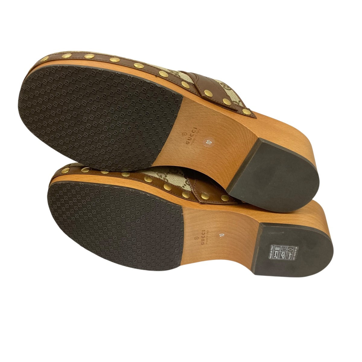 GUCCI グッチ　ミュール　GGキャンバス　ホースビット　ゴールドチェーン GUCCI グッチ サンダル プリンスタウン ホースビット バブーシュ