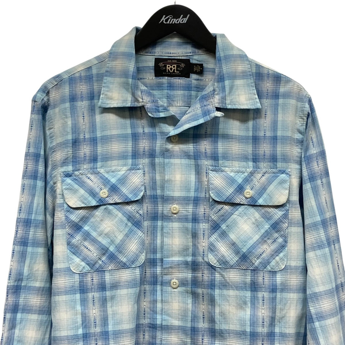 RRL(ダブルアールエル) チェック長袖オープンカラーシャツ