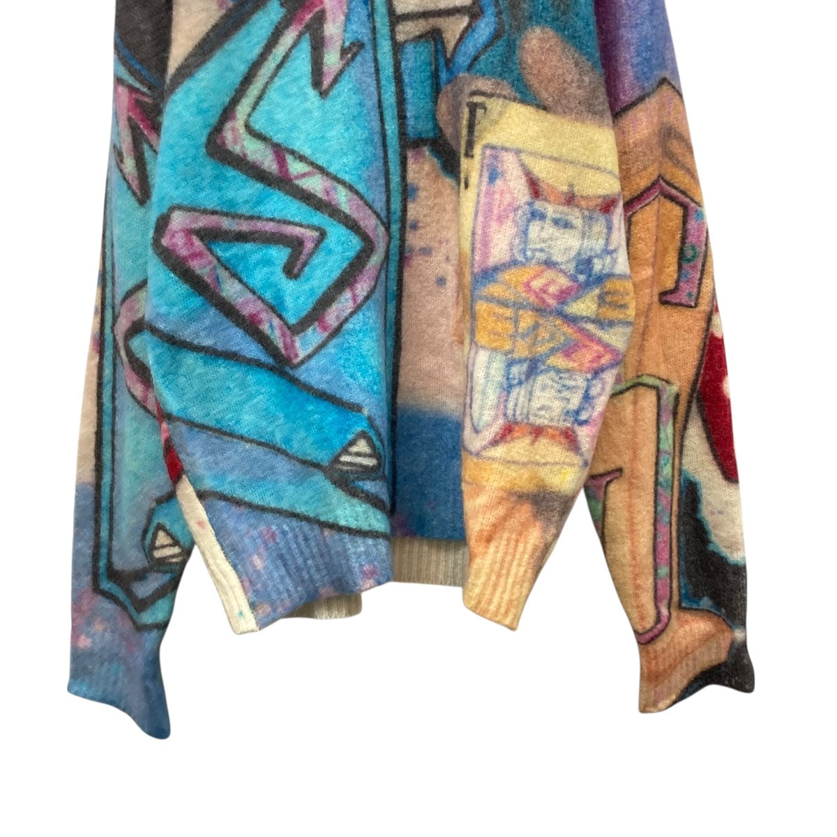 stussy(ステューシー) 22AWGoldie Sweater総柄ニット グレー×ブルー