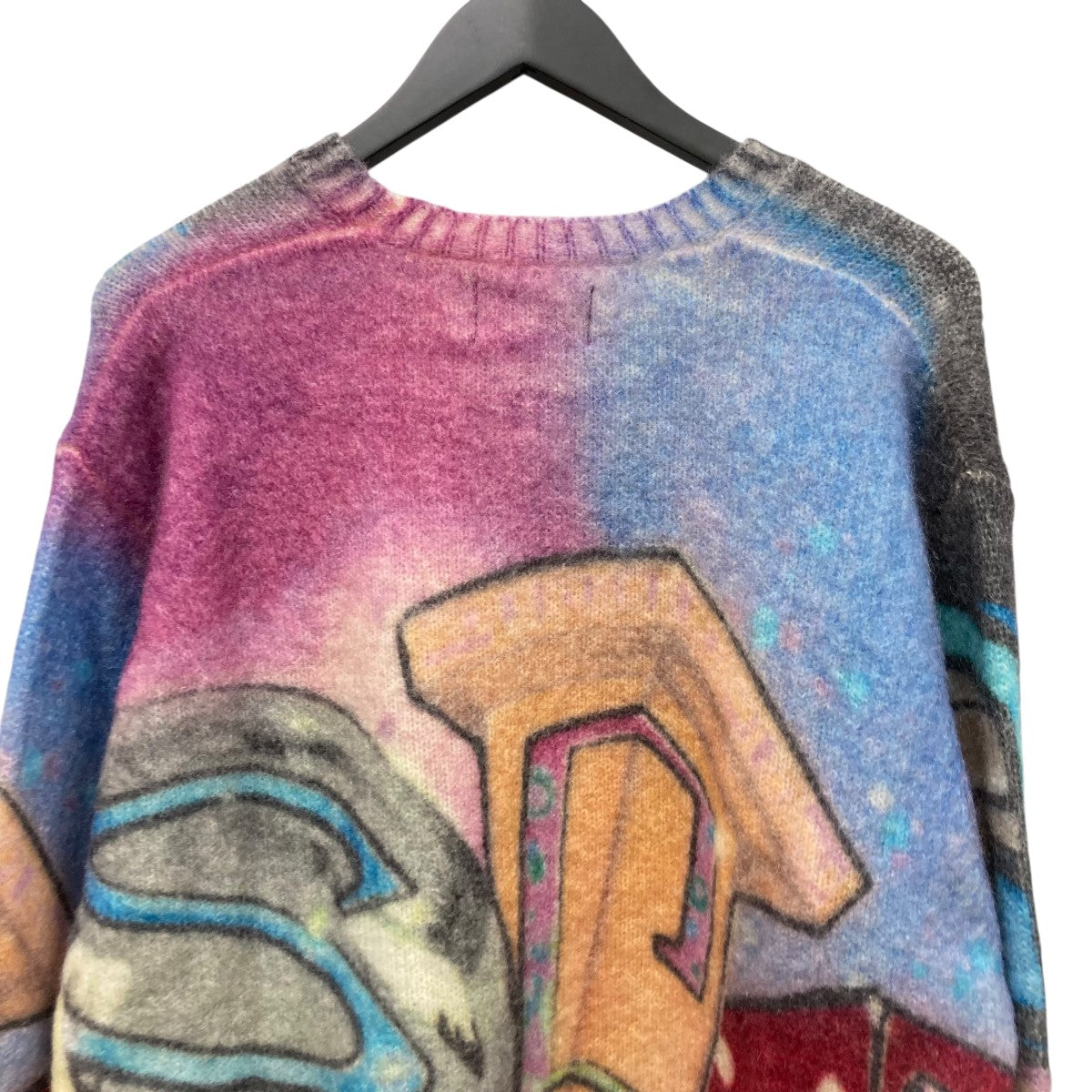 stussy(ステューシー) 22AWGoldie Sweater総柄ニット グレー×ブルー