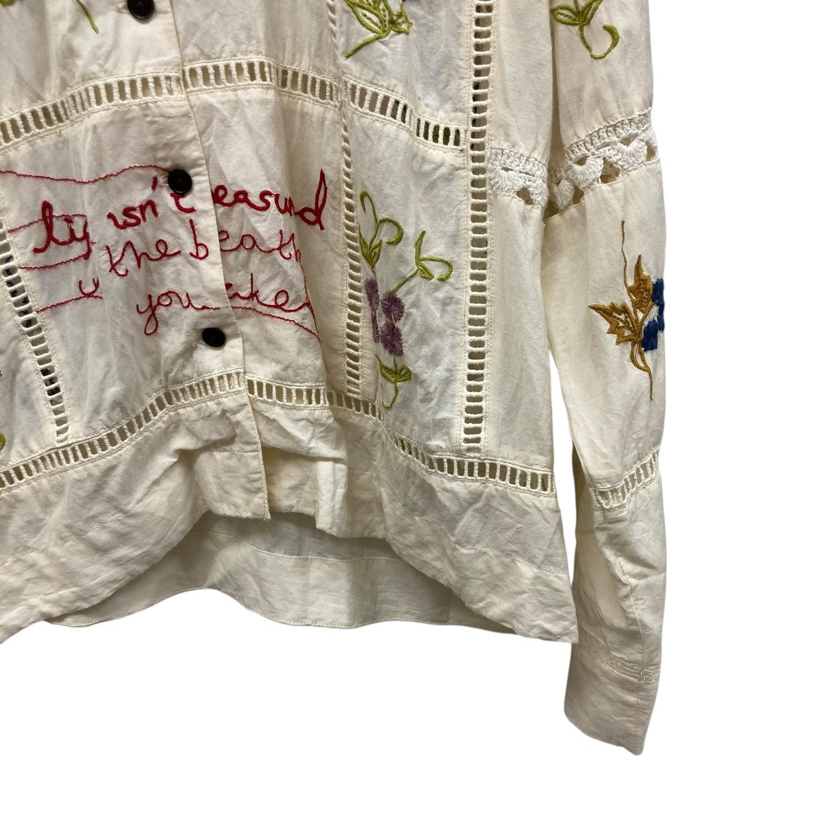 【todayful】エンブロイダリー　パッチワーク　シャツ【中古品】 todayful】エンブロイダリー パッチワーク シャツ【中古品】