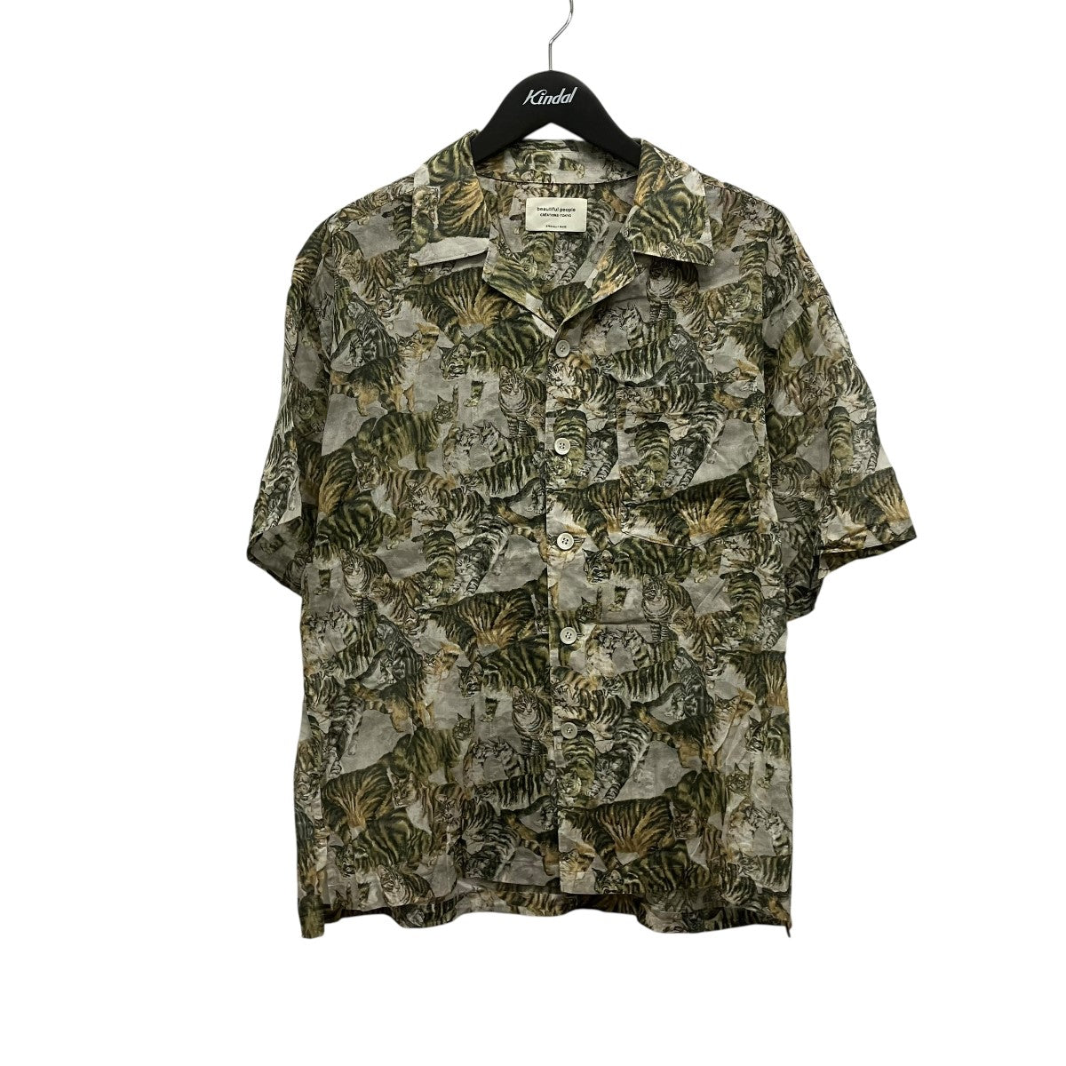 beautiful people 24SScats printed boil open collar shirtネコ柄半袖シャツ1415106009 古着・中古-1枚目のアイテム画像