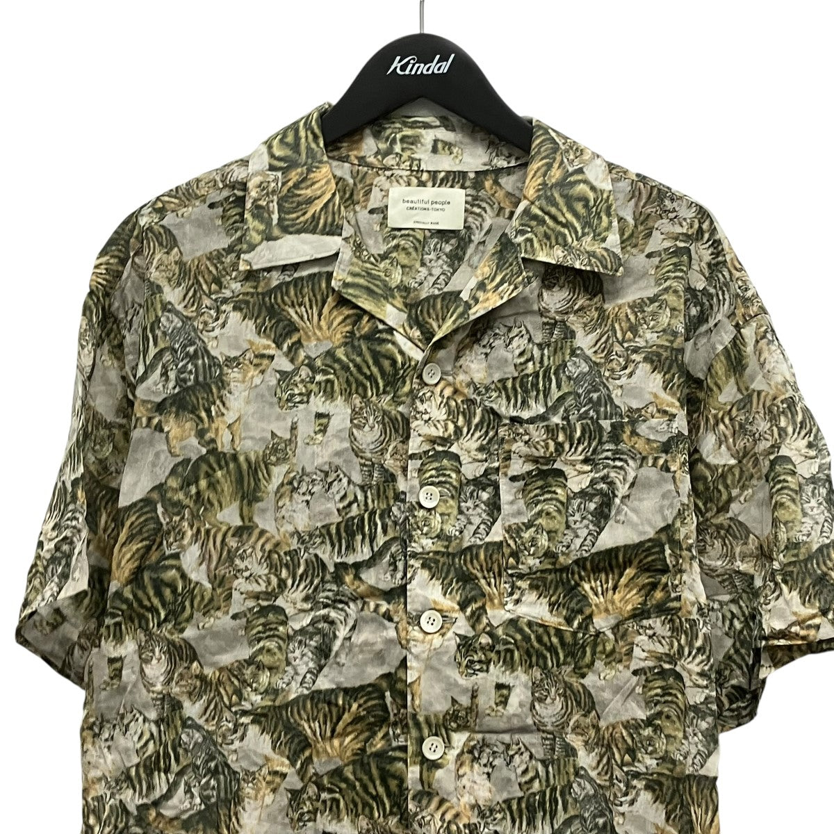 beautiful people 24SScats printed boil open collar shirtネコ柄半袖シャツ1415106009 古着・中古-3枚目のアイテム画像