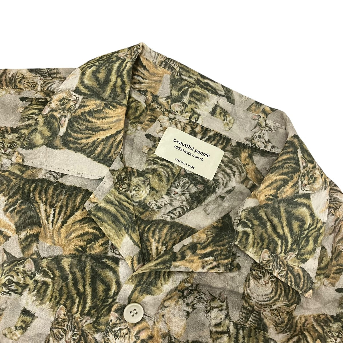 beautiful people 24SScats printed boil open collar shirtネコ柄半袖シャツ1415106009 古着・中古-5枚目のアイテム画像