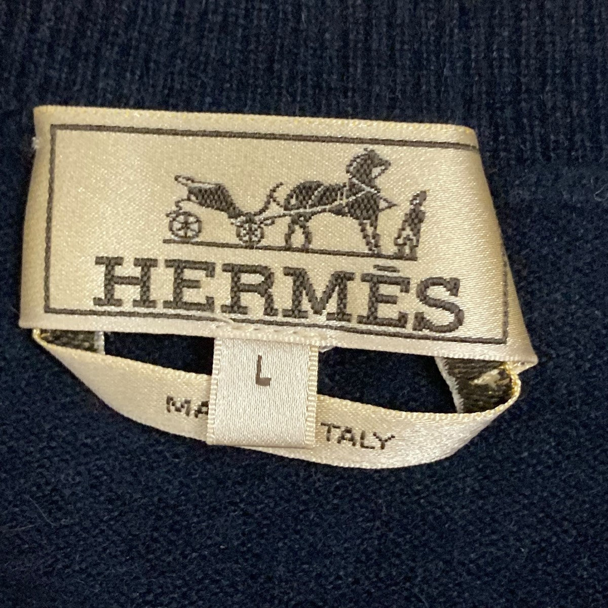 エルメス　カシミヤ100ニット　サイズL HERMES エルメス イタリア製 カシミヤ100％ 長袖 セーター M グレー