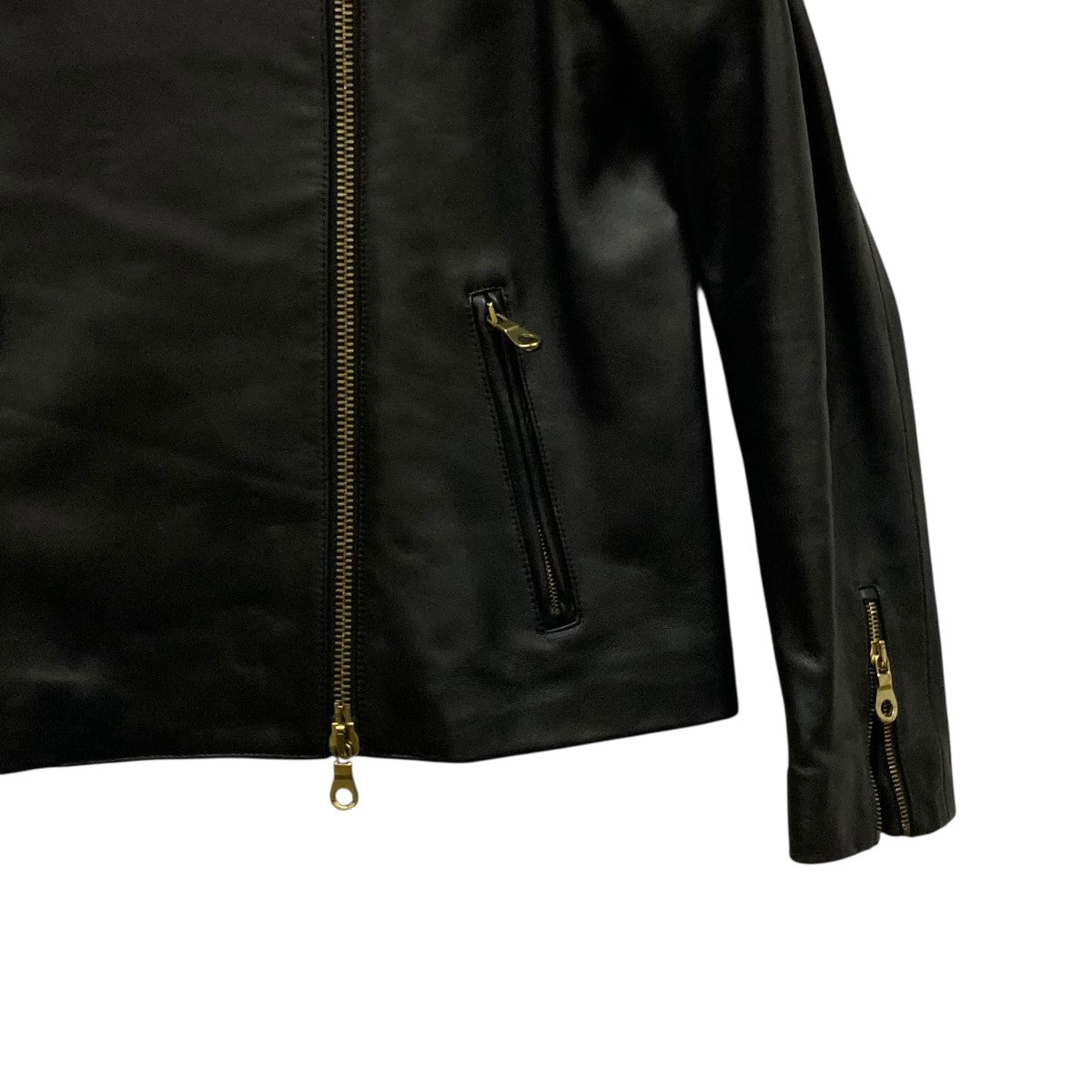 Cinquanta×TOMORROW LAND レザーノーカラーダブルライダースジャケット