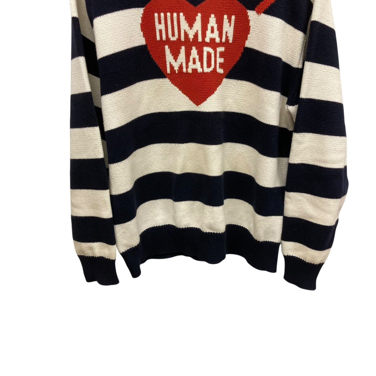 HUMAN MADE(ヒューマンメイド) ボーダーニット ホワイト×ネイビー