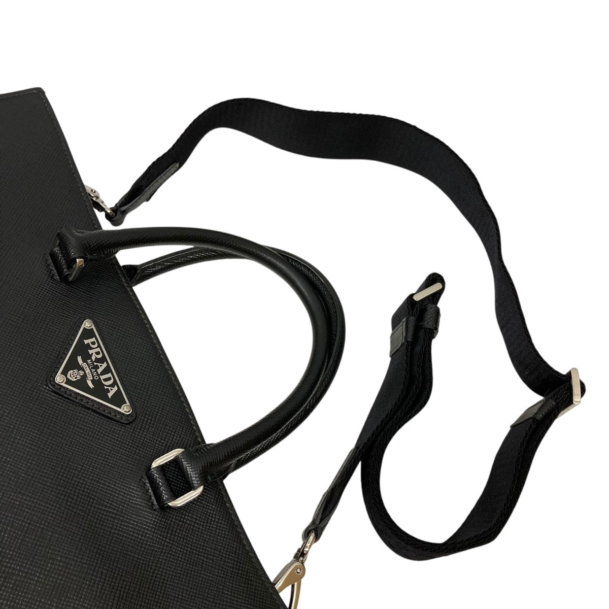 【超極美品】プラダ ダブルバッグ サフィアーノ トライアングルロゴ トートバッグ 超極美品】プラダ ダブルバッグ サフィアーノ トライアングル