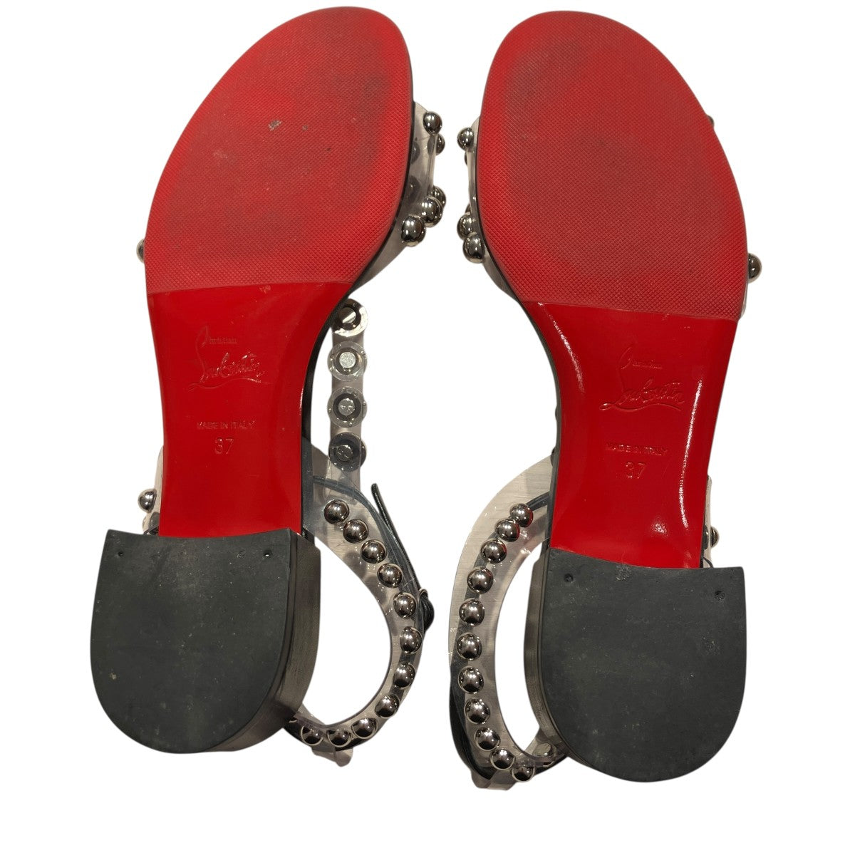 Christian Louboutin スタッズサンダル ブラック クリスチャン・ルブタン Christian louboutin クロス スタッズサンダル