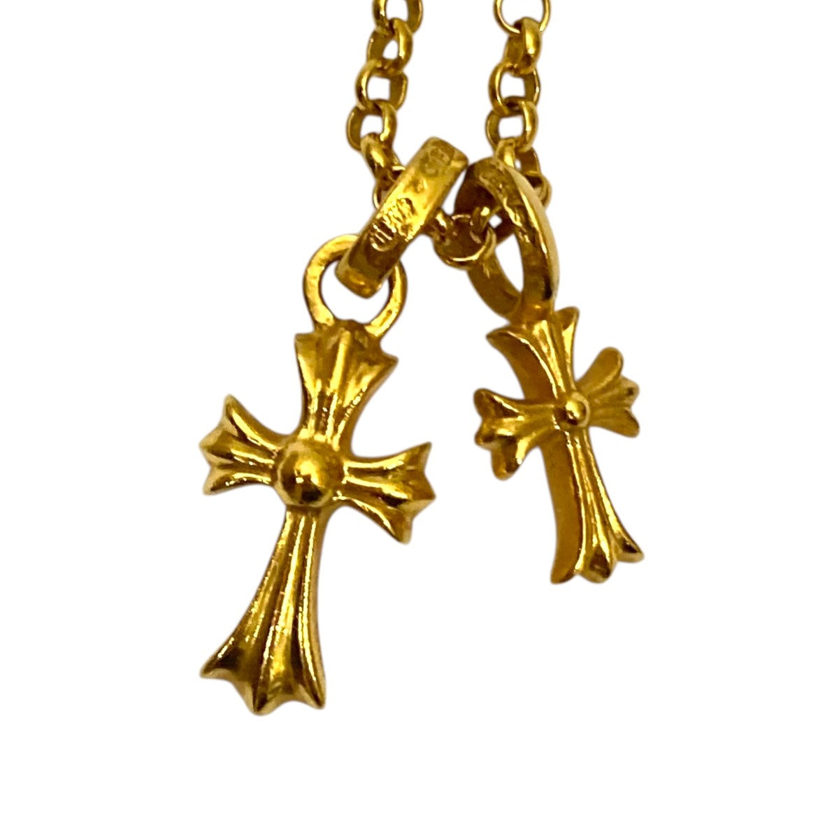 CHROME HEARTS ロールチェーンパヴェダイヤモンドCHクロスベビーファットチャームネックレス 古着・中古-2枚目のアイテム画像