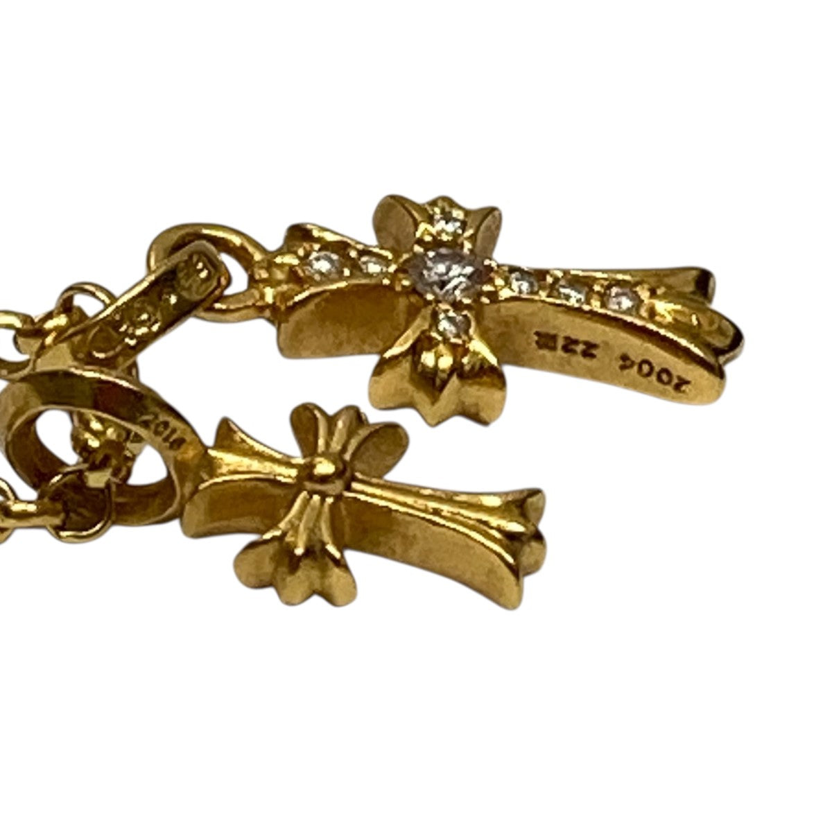 CHROME HEARTS ロールチェーンパヴェダイヤモンドCHクロスベビーファットチャームネックレス 古着・中古-3枚目のアイテム画像