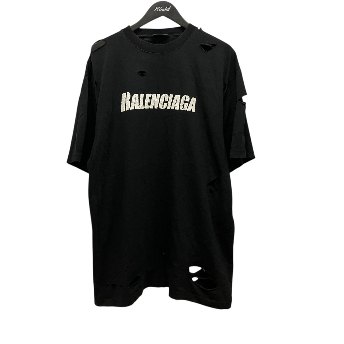 BALENCIAGA デストロイ加工ロゴTシャツ651795 TKVB8 古着・中古-1枚目のアイテム画像