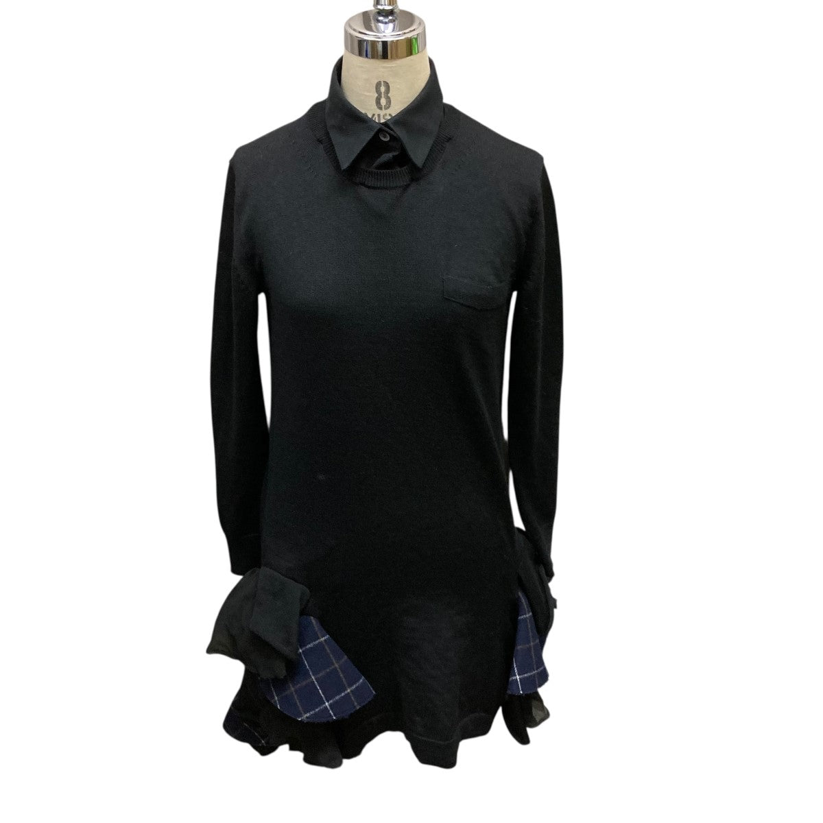 sacai ニットワンピース（ネイビー×ブラック、サイズ1） sacai ニットワンピース（ネイビー×ブラック、サイズ1） - メルカリ