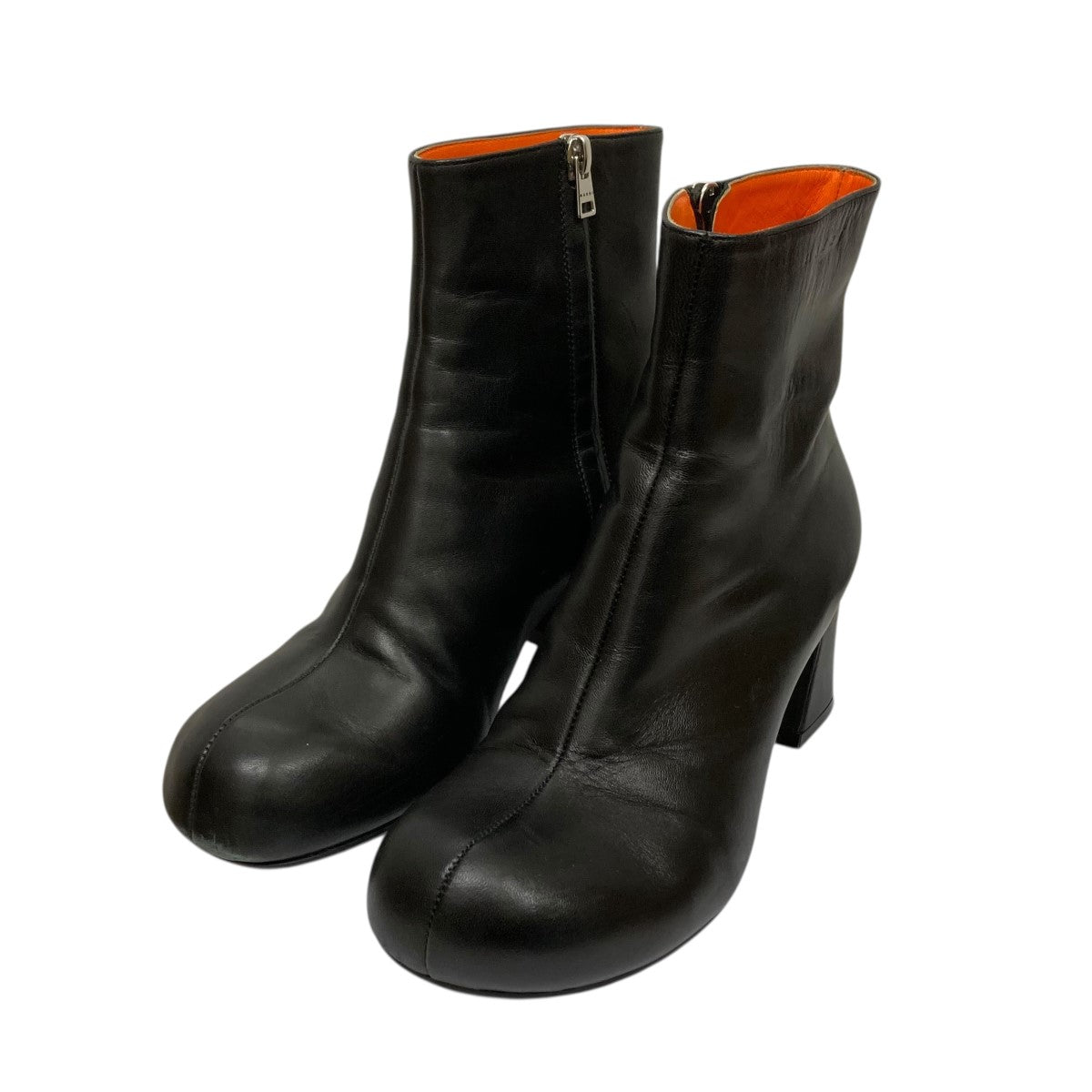 MARNI フロントジップブラックレザーブーツ MARNI フロントジップブラックレザーブーツ