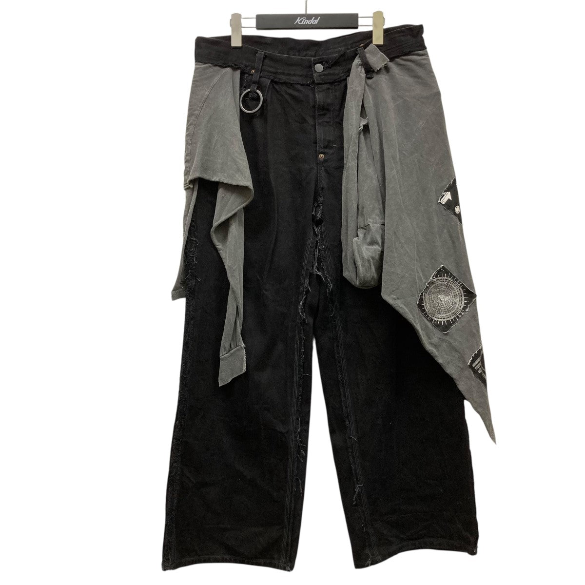 Y's フリンジ　デニムパンツ　ブラック セール】テーラードフリンジデニムパンツ（デニムパンツ