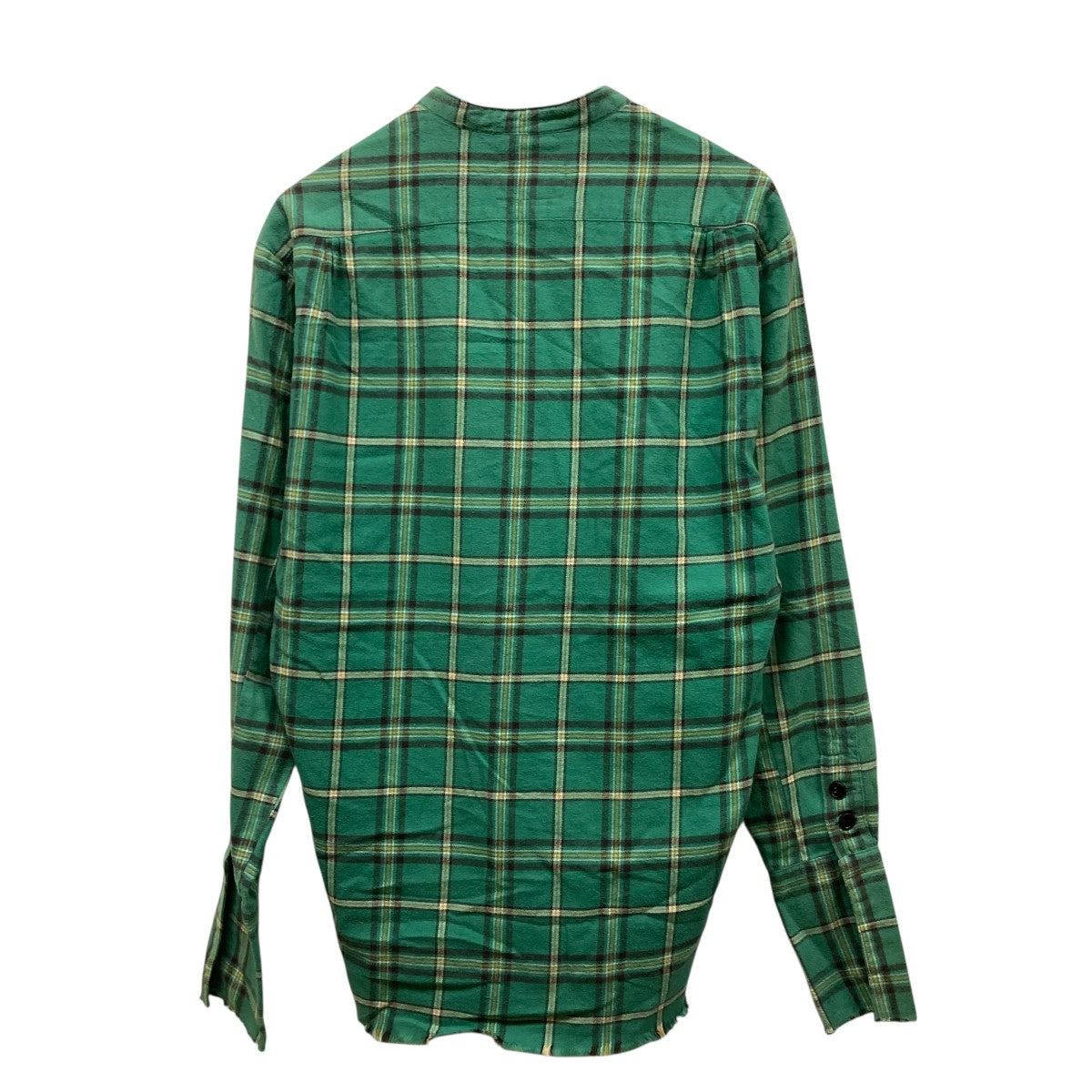 GREG LAUREN ノーカラーチェック長袖シャツGKG-59260-B 古着・中古-2枚目のアイテム画像