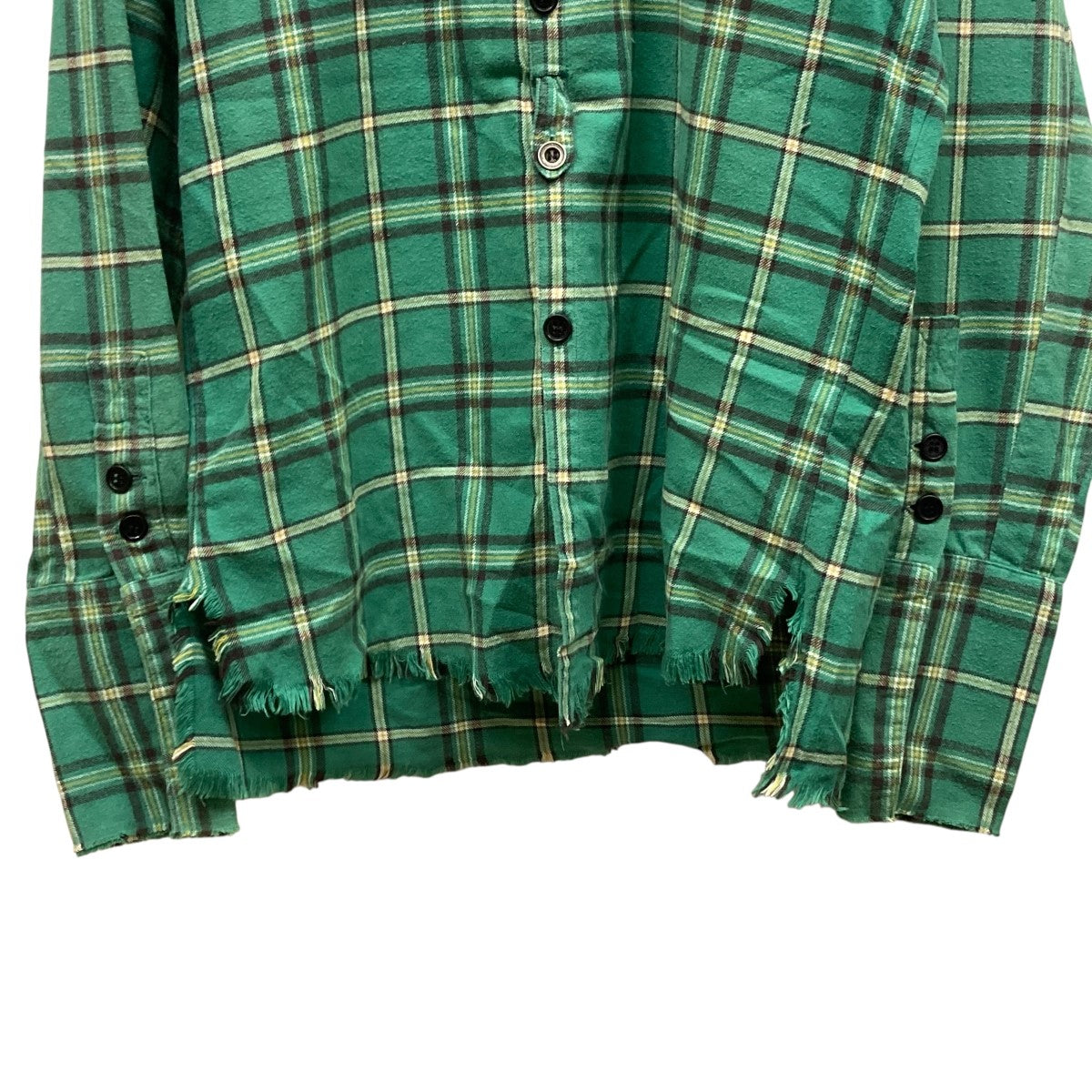 GREG LAUREN ノーカラーチェック長袖シャツGKG-59260-B 古着・中古-4枚目のアイテム画像