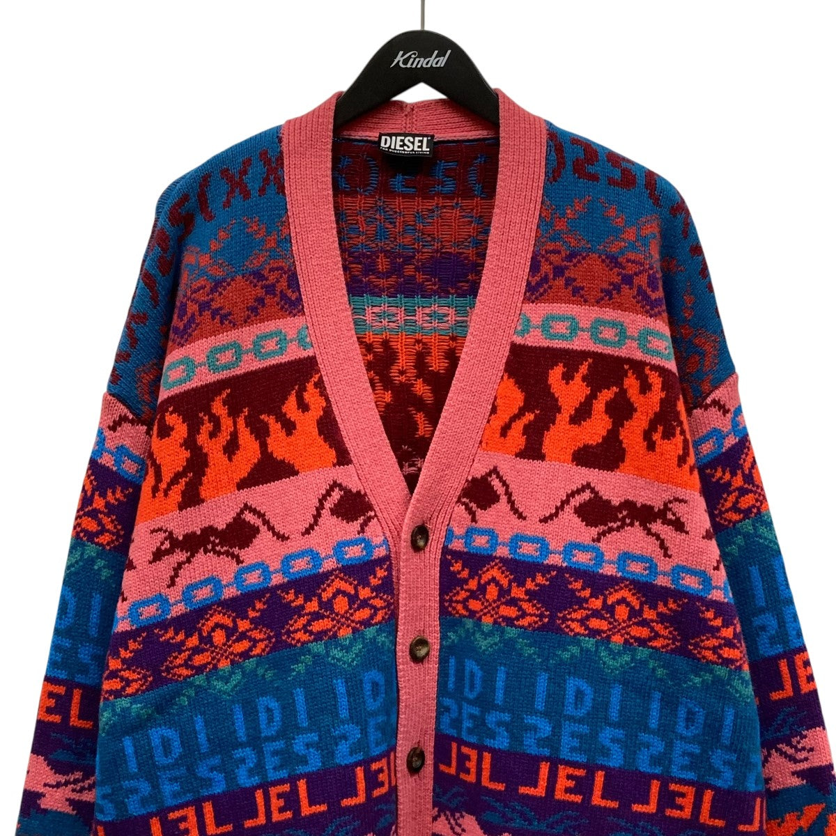 DIESEL(ディーゼル) 総柄ニットカーディガン0DFAX 0DFAX ピンク サイズ
