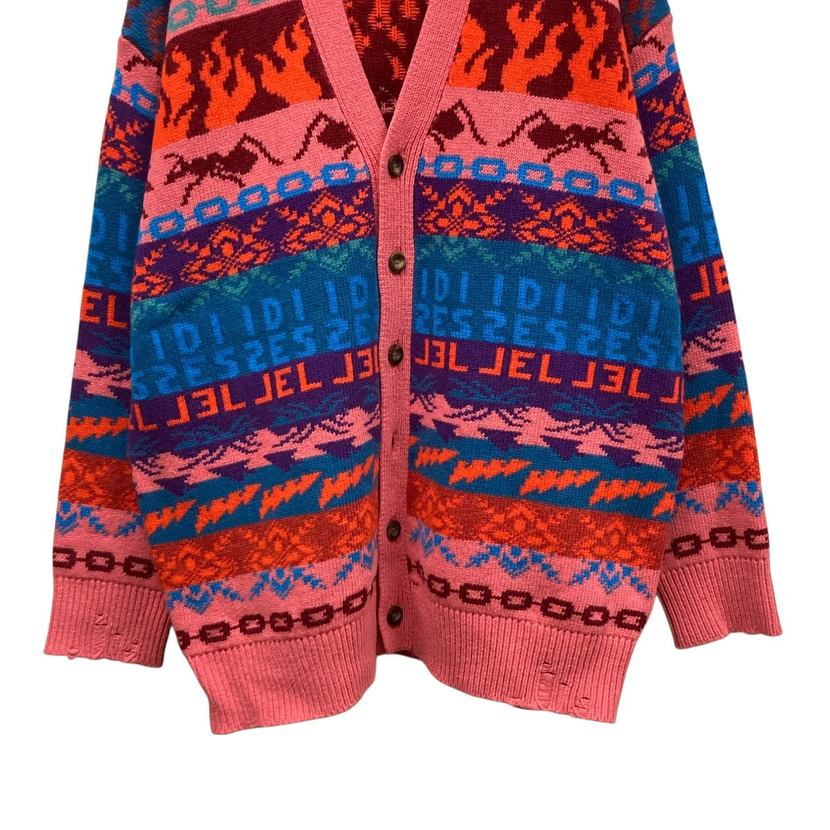 試着のみ★定価¥68,200 DIESEL 2024カーディガンタグ付 DIESEL(ディーゼル) 総柄ニットカーディガン0DFAX 0DFAX ピンク サイズ