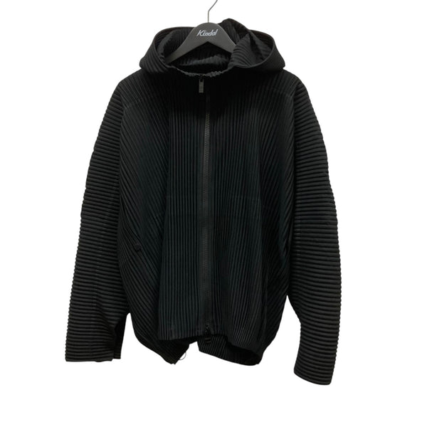 プリーツプリーズ　イッセイミヤケ　パーカー　ブルゾン　ジャケ　フード　黒　ジップ PLEATS PLEASE ISSEY MIYAKE - 美品 プリーツプリーズ イッセイミヤケ