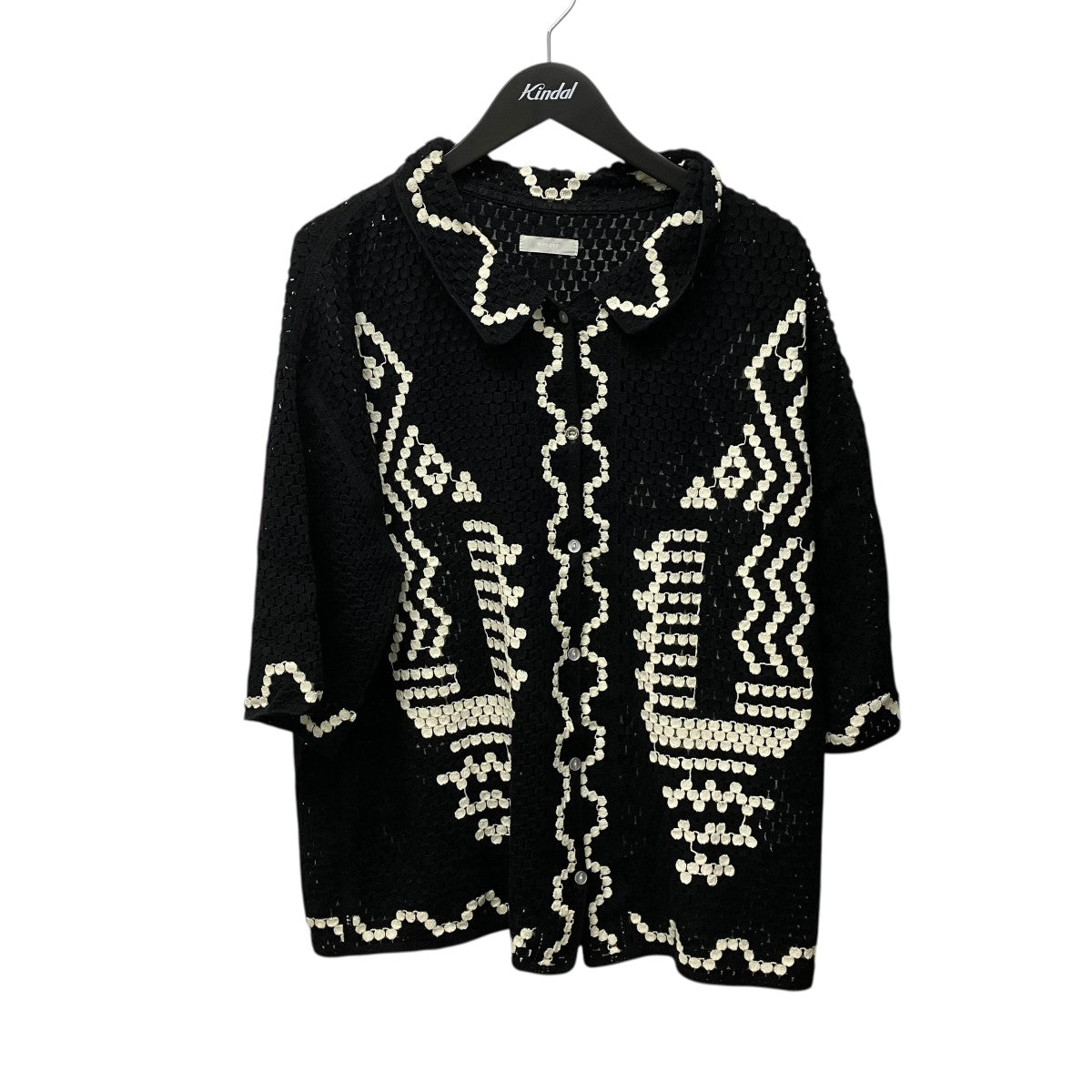 ELCHELE ETHNIC KNIT OPEN COLLAR SHIRTジャガードニットシャツ7225101210260 古着・中古-1枚目のアイテム画像