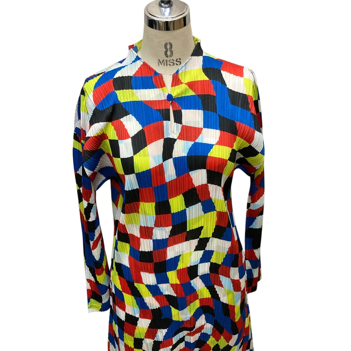 PLEATS PLEASE DANCING SQUARE総柄プリーツワンピースPP53JH703 古着・中古-4枚目のアイテム画像