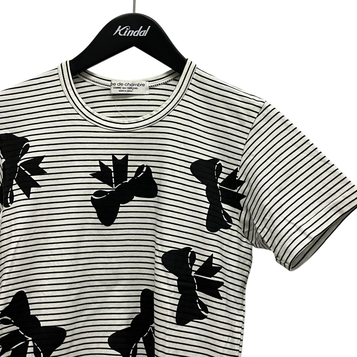 ROBE DE CHAMBRE COMME DES GARCONS 02SSリボンプリントボーダーTシャツRE-T023 古着・中古-3枚目のアイテム画像
