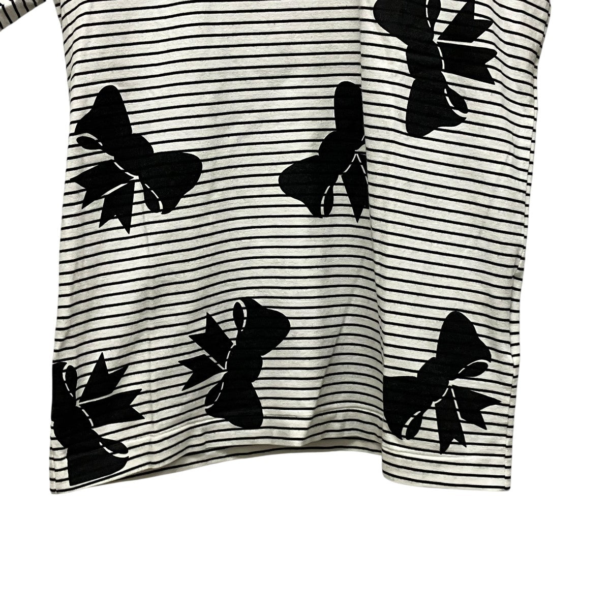 ROBE DE CHAMBRE COMME DES GARCONS 02SSリボンプリントボーダーTシャツRE-T023 古着・中古-4枚目のアイテム画像