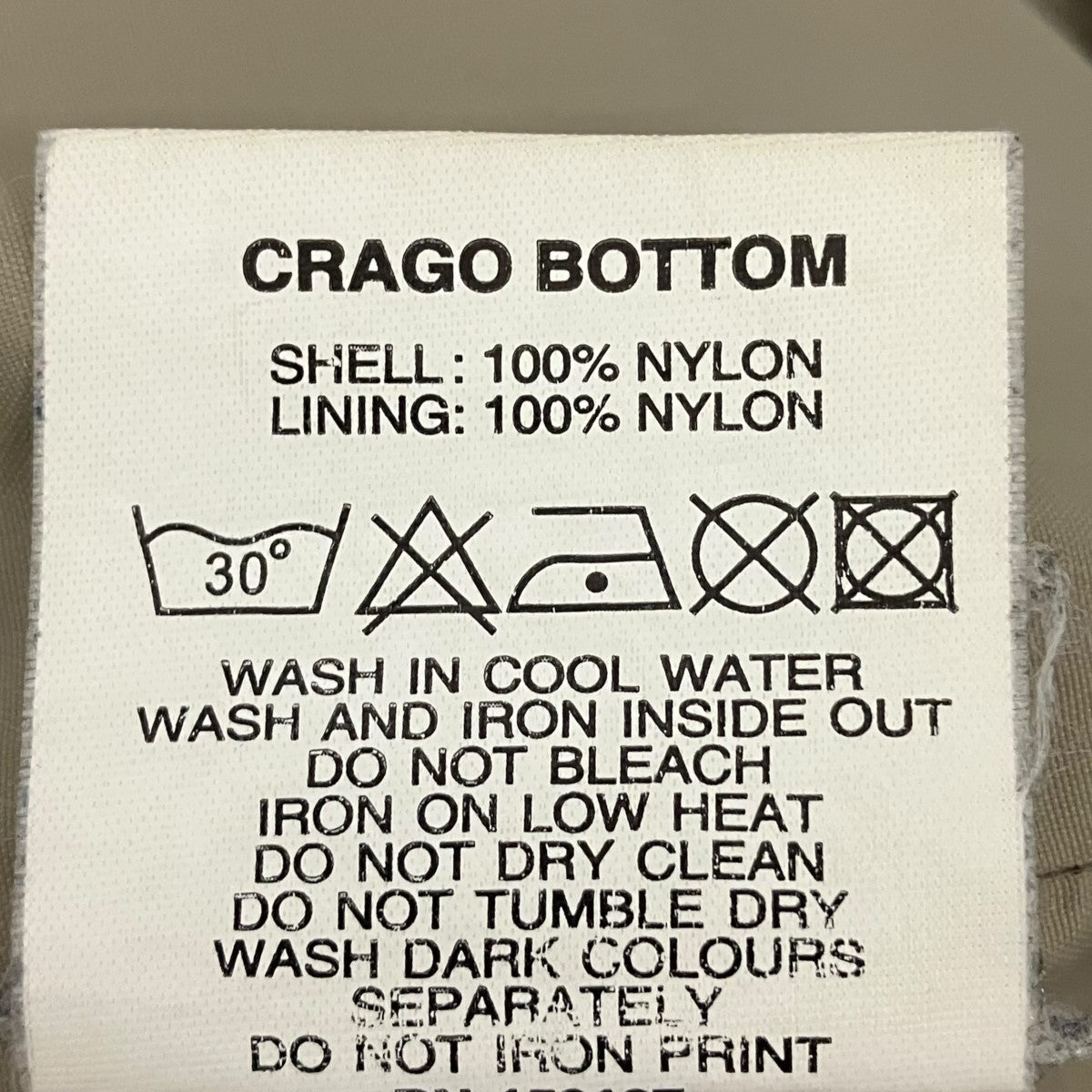 18AWCRAGO BOTTOMナイロンカーゴパンツ