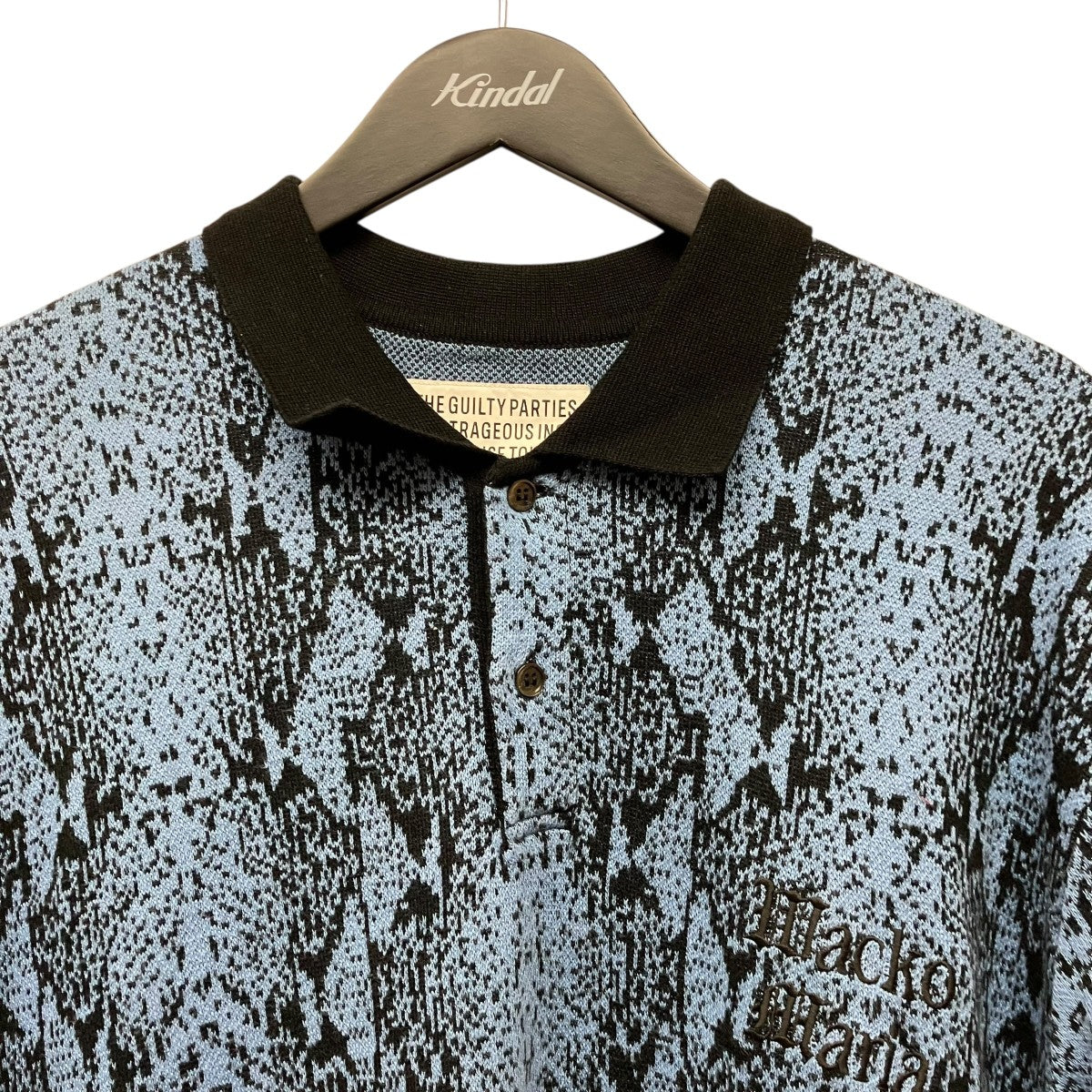 WACKO MARIA PYTHON JACQUARD KNIT POLO SHIRTパイソンジャガードニットポロシャツ 古着・中古-3枚目のアイテム画像
