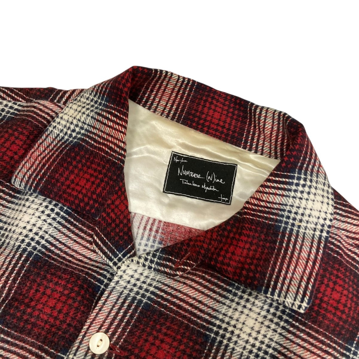 ナンバーナイン　初期　半袖シャツ　チェック柄 NUMBER (N)INE(ナンバーナイン) 半袖チェックシャツ グレー×レッド