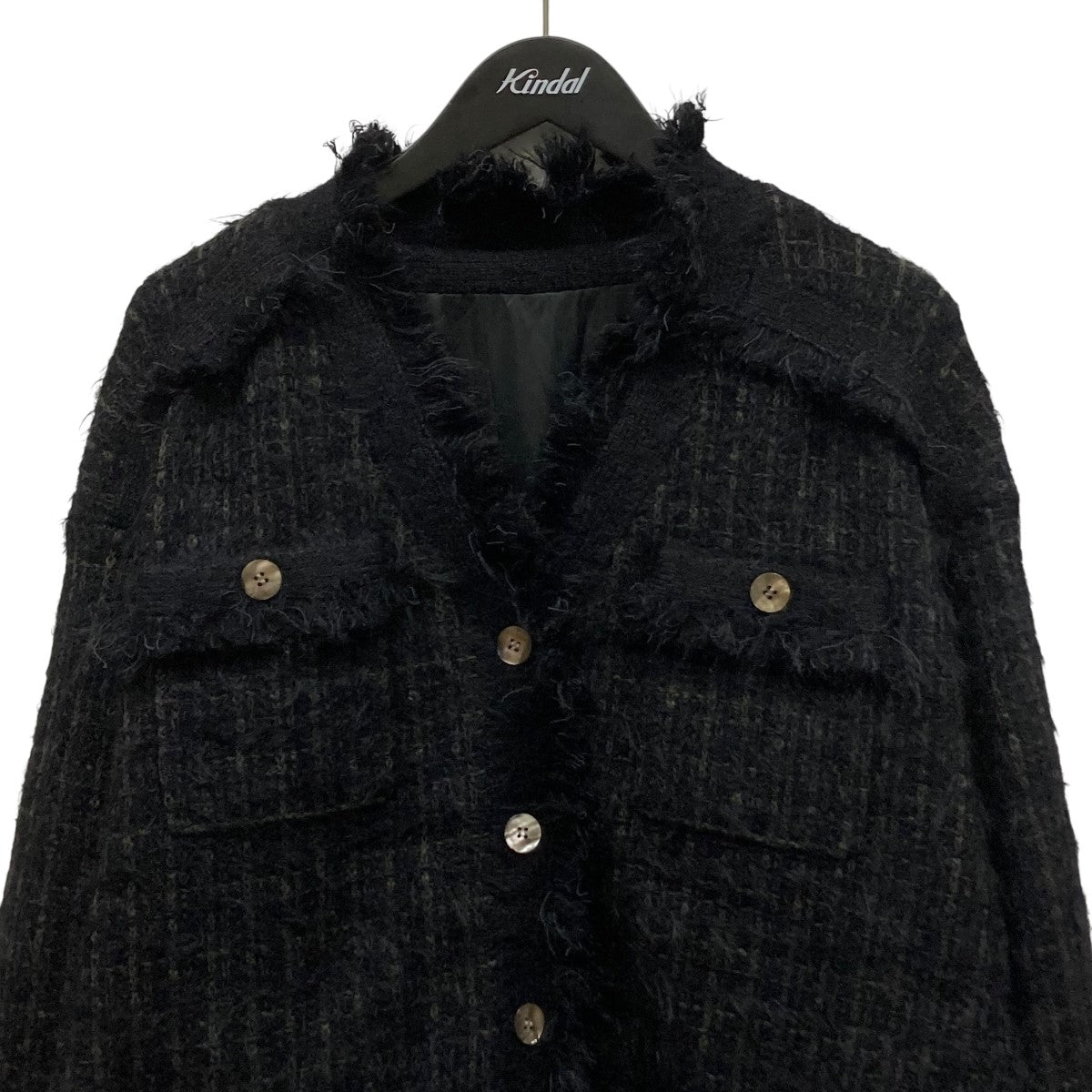 AMERI(アメリ) 25AWTWEED FRINGE Knit Cardiganツイードフリンジニット