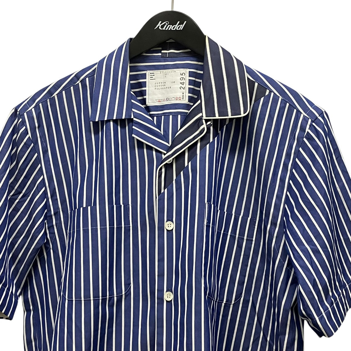 sacai 半袖ストライプシャツ21-02495M 古着・中古-3枚目のアイテム画像