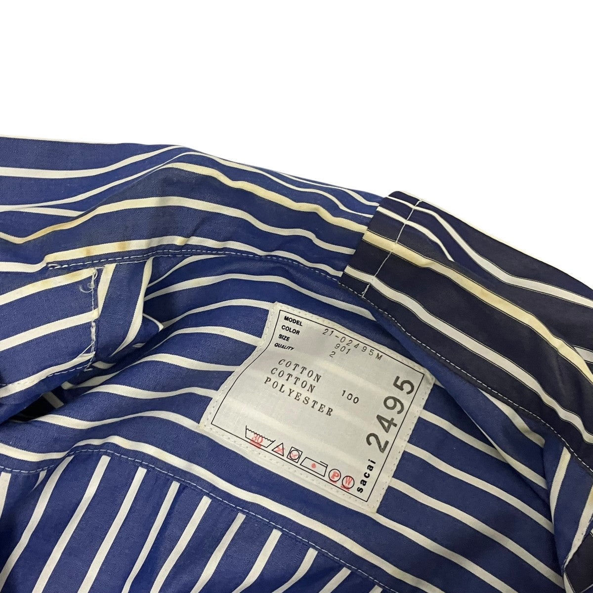 sacai 半袖ストライプシャツ21-02495M 古着・中古-7枚目のアイテム画像
